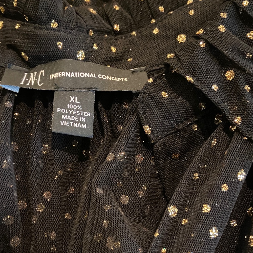 INC International Concepts Black Sheer Blouse with Gold Accent - Picture 3 of 4